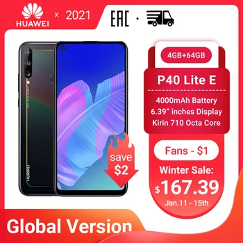 Перейти на Алиэкспресс и купить Глобальный Huawei P40 Lite E смартфон NFC версия 4 + 64 ГБ тройной камеры 48 МП AI камеры 6,39 дюймFHD экран Kirin 710 Octa Core
