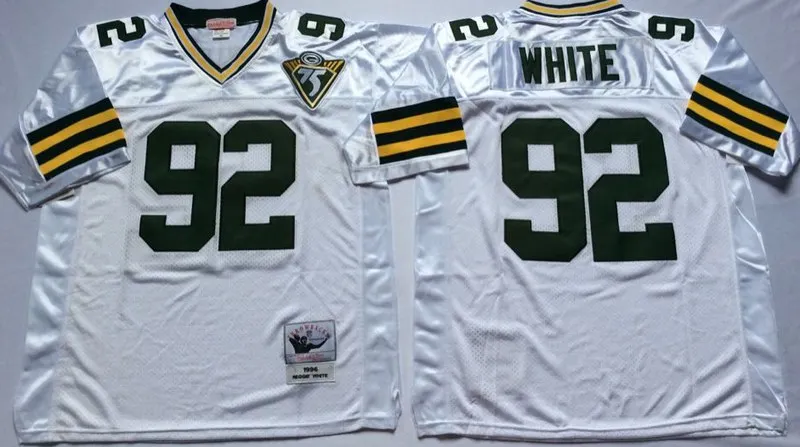 Stitiched, Green Bay, Reggie White, brett favre, Bart Starr, Ray Nitschke, Aaron Rodgers, Donald Driver, Paul Hornung, Throwback Jersey - Цвет: Бежевый