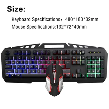 

Pohiks 1pc Mechanical Wired Gaming Keyboard And Mouse Set 7 Color Breathing Keypad 6 Buttons 2400DPI Mice Combos
