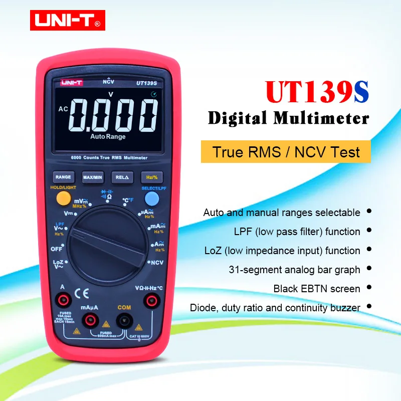 Цифровой мультиметр UNI T UT139S Автоматический диапазон датчик температуры True RMS