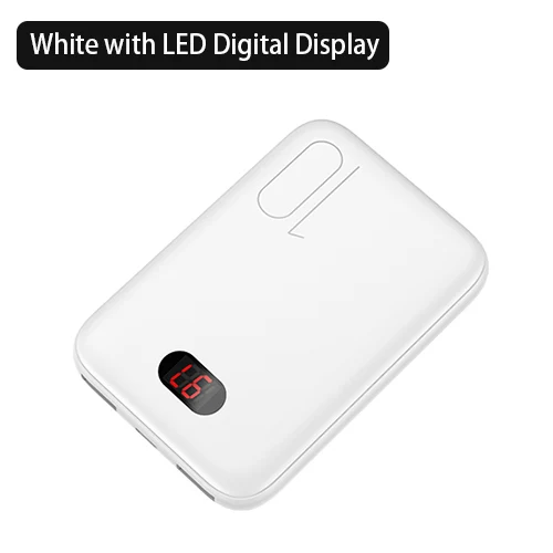White with LED Мощность банка для xiaomi mi iPhone USAMS Мощность банк mi ni 10000 мАч светодио дный Дисплей Dual USB Мощность Bank внешняя Батарея Быстрая зарядка - Цвет: White with LED