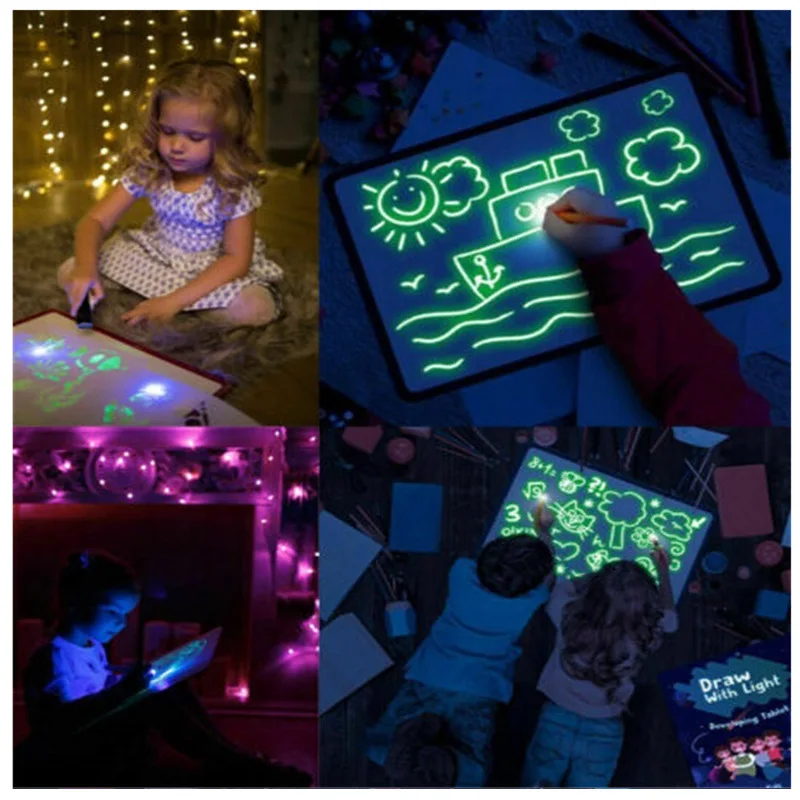 

LED Luminous Light Drawing Board Graffiti Doodle Drawing Tablet Magic Board Draw with Light Kids Painting Fun Educational Toy