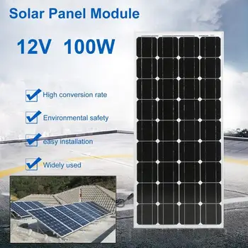 

New Monocrystalline 100W Solar Power System Module Solar Panel 12V Battery Charging For Off Grid RV Boat Motorhome