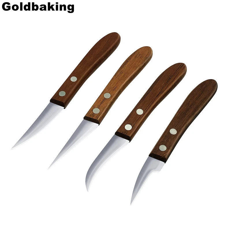 Goldbaking 4 Pieces Kitchen Vegetable Diy Carving Knives Professional