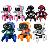 Newest Dance Iron Man Spider Robot LED Music Flash Avengers Hero Electric Robot Kids Educational Toys Bot Pioneer