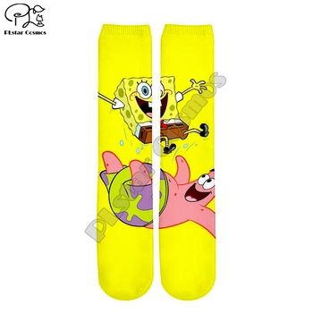 

PLstar Cosmos Cartoon Anime Funny Colorful Unisex Sponge Patrick Kawaii casual 3DPrint Women/men/boy/girl Cotton Ankle Socks s-2