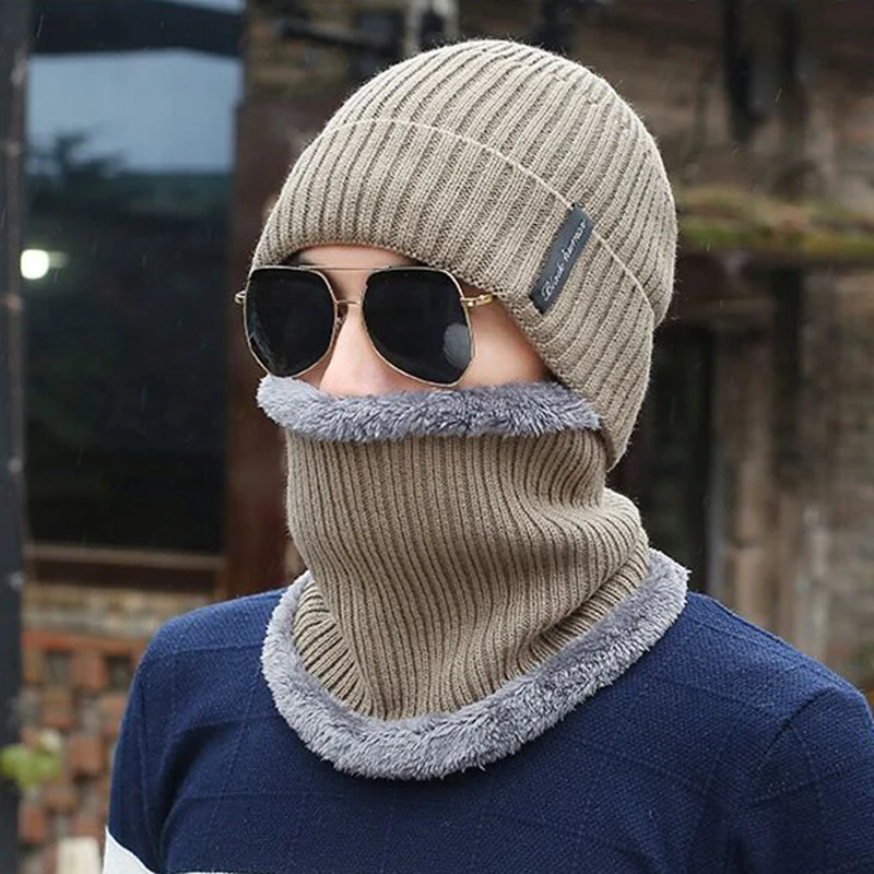 Зимние шапки для мужчин Skullies, шапка бини, зимняя шапка для мужчин и женщин, шерстяной шарф, шапка, набор s, Балаклава, маска, шапка, вязаная шапка