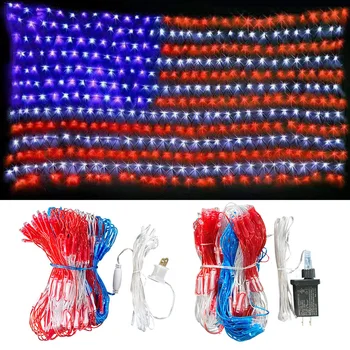

390 LEDs American Flag Light Net for Festival Holiday Decoration Garden Indoor Outdoor Waterproof Lighting Lamp String Light Net
