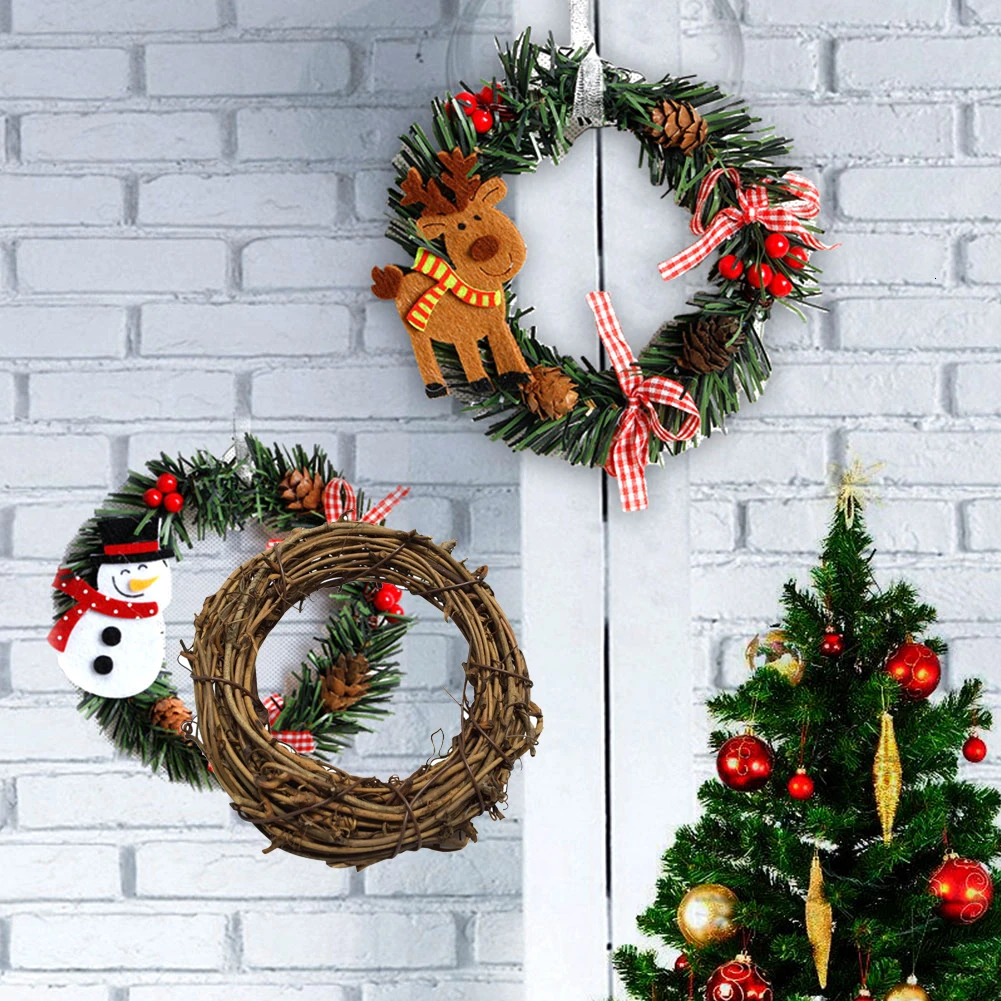 

Wedding Decoration Wreath Natural Rattan Wreath Garland DIY Crafts Decor For Home Door Grand Tree Christmas Gift Party Ornament