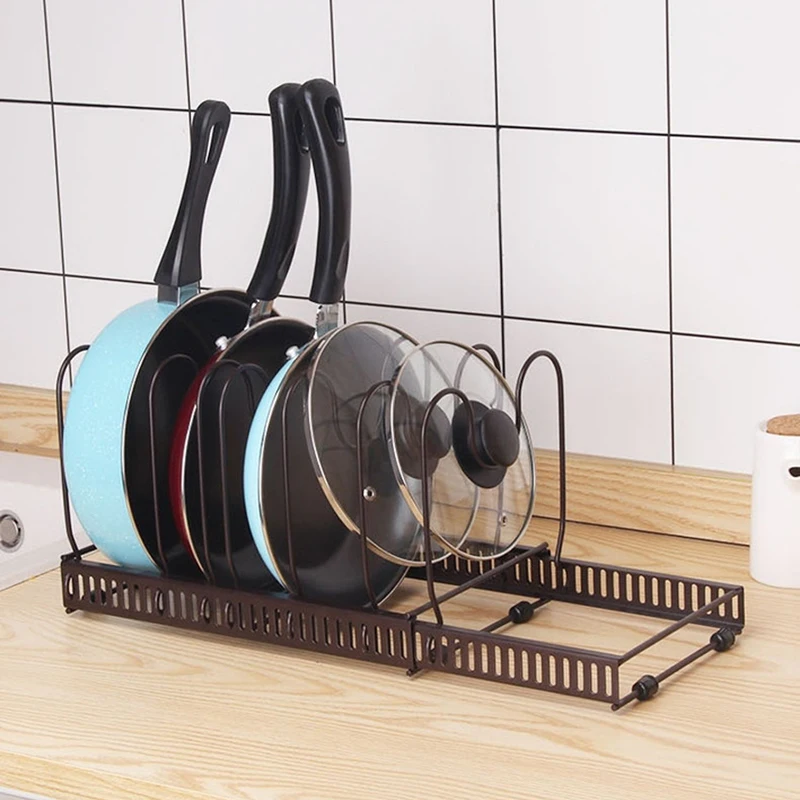 Black White Retractable Pot Cover Rack Countertop Sitting Cutting Board Rack Multifunctional Kitchen Storage Drain Storage