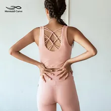 Жилет для йоги с русалочкой женский спортивный лифчик сексуальная спина крест полые тренажерный зал фитнес-плотно без рукавов беговые быстросохнущие рубашки для йоги