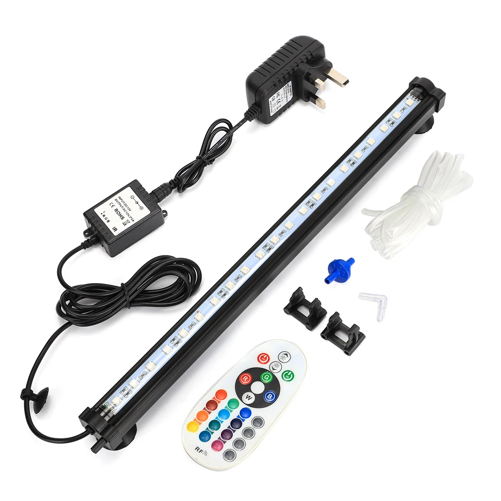 38cm UK Plug 18-48 см светодиодный свет аквариума освещение подводный аквариум пузырьковый свет светодиодный освещение для аквариума воздушный насос светодиодный IP68 Водонепроницаемый D30 - Цвет: 38cm UK Plug