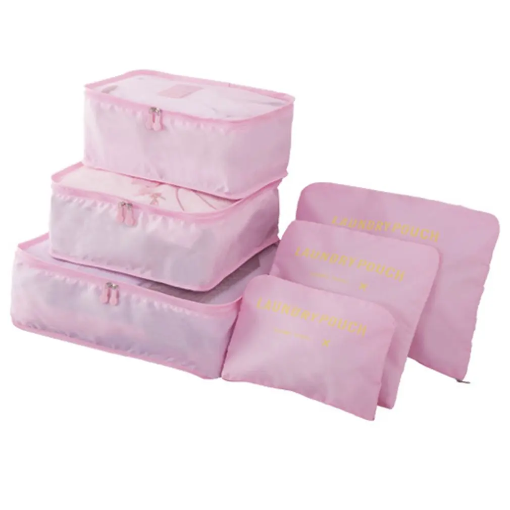 

6 Pcs/set Nylon Packing Cubes Set Travel Bag Organizer Large Capacity Travel Bags Hand Luggage Clothing Sorting First Aid kits