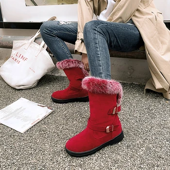 

Winter Snow Boots for Women Flats Round Toe Suede Flat Short Boots for Women Slip on Rubber Platform Ankle Boots for Women 2019