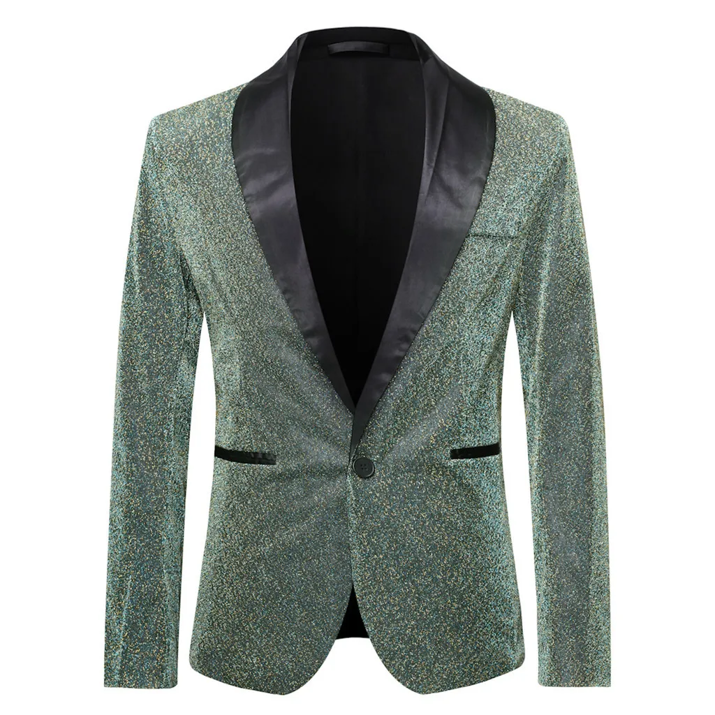 Fashion Men's Autumn Winter Casual Jacket Long Sleeve Performances Top Wedding Groom Singer Slim Fit Blazer Hombre 10.15