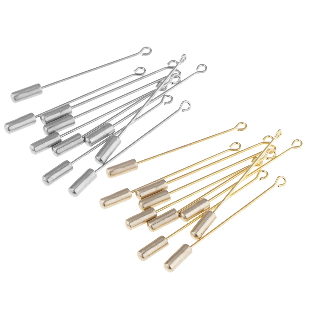 10 PCS Stainless Steel Cylinder Glue On Pad Lapel Stick Pin Clutch Boutonniere Pin 5cm 