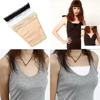 

Sexy Trim Color Bra Cover Clip Casual Floral Summer Lace 3 Set Camisoles Women Regular Cleavage On Mock Cami