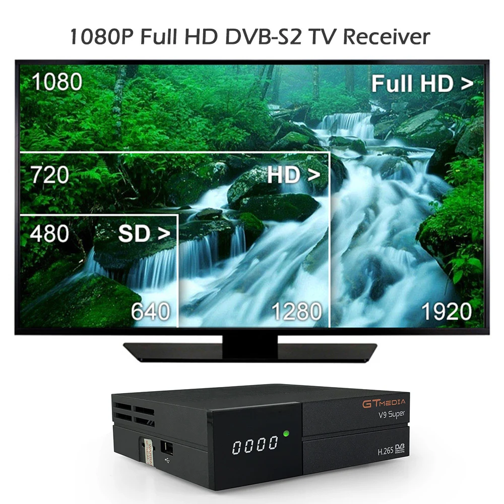 GTMEDIA V9 супер DVB-S2 ТВ приемник HD 1080P телеприставка цифровой видео вещания приемник встроенный WiFi Поддержка H.265
