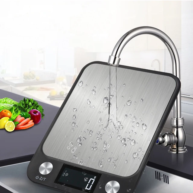 Digitális Többfunkciós Élelmiszer Konyhai Skála 5Kg/1G Rozsdamentes Acél Elektronikus Mérlegek Lcd Kijelző Háztartási Fekete Számára
