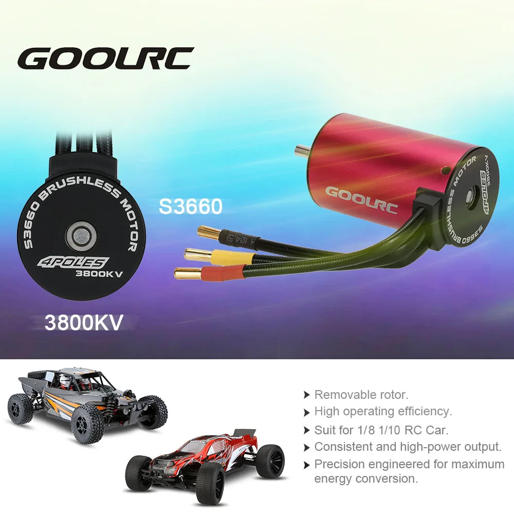 

High Quality Original GoolRC S3660 3800KV 4 Poles Brushless Sensorless Motor for 1/8 1/10 RC Car
