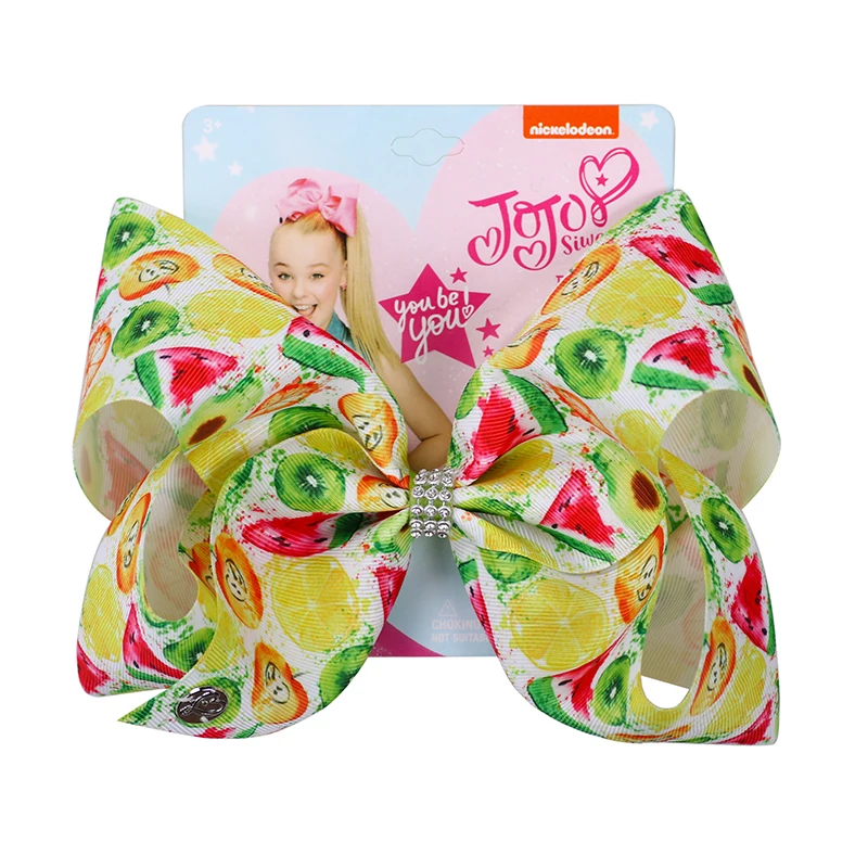 20pcs/lot 8"Fruit Hair Bows Jojo Siwa Bows for Girls Kids Hairgrips Grosgrain Ribbon Hairpins Hair Accessories - Цвет: 7