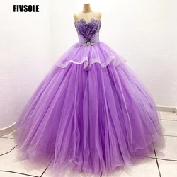 Fivsole Vestidos Purple Quinceanera Dresses Prom Classic Sweetheart Ball Gown Vintage Party Dress Plus Size Ruffles Robe De Bal