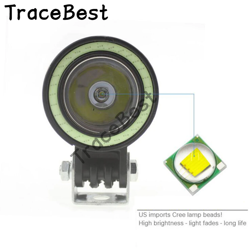 

1Pcs Round 12V IP67 10WLED round work light modification with angel eye spotlights motorcycle lights fisheye bulls eye