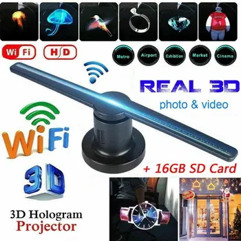 

Wifi 3D Hologram Projector Fan LED Holographic Imaging Display Lamp Remote Fashion Advertising Projection Logo Light With 16G TF