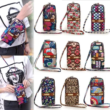 

Women's Nylon Sport Arm Pouch Bag Phone Messenger Wristlet Handbag Wallet Purse Flower Leopard Coin Cell Phone Case Mobile Pouch