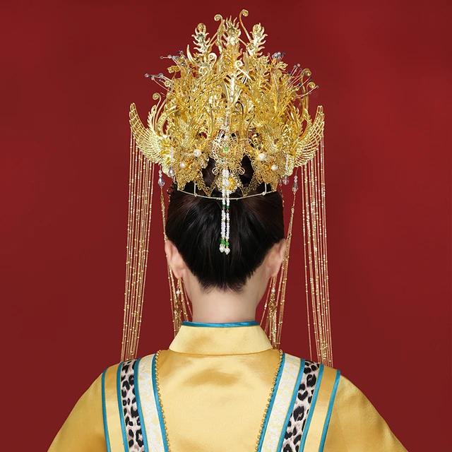 Chinese Bridal Headpiece with Phoenix Crown and Tassels – IDREAMMART