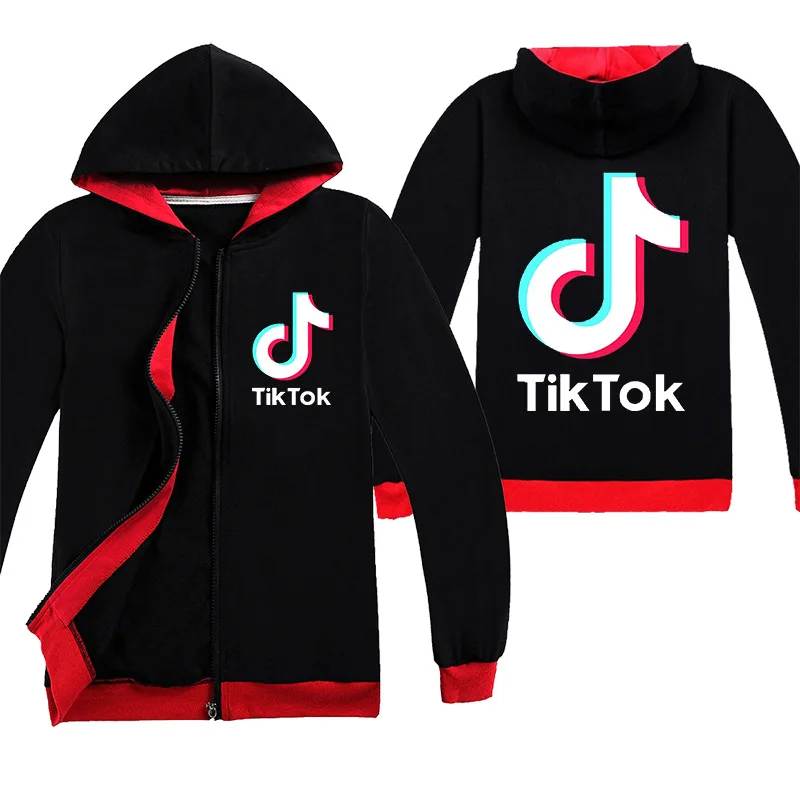 TikTok/Детский кардиган; футболка с капюшоном и длинными рукавами для мальчиков и девочек; рубашки для девочек; Детский костюм; топы - Цвет: C1244-black
