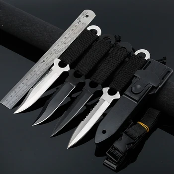 

High Quality Stainless Steel Survival Knife Fixed Blade Knife Outdoor Diving Hunting Knife + Plastic Sheath