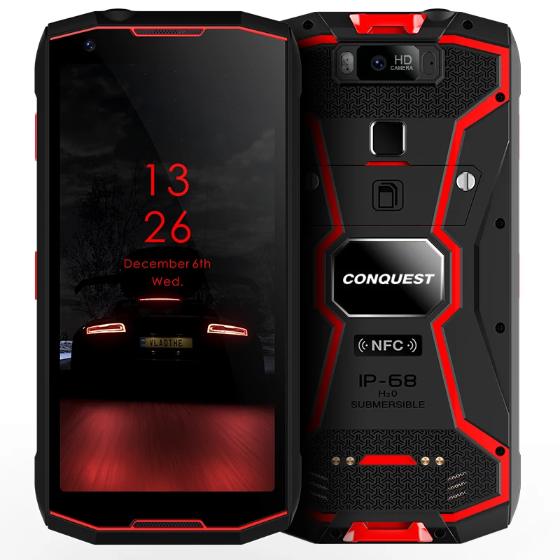 Красный Conquest S12 Pro IP68 Водонепроницаемый 4G мобильный телефон 6G+ 128 ГБ 5,9" экран 8000 мАч Android 9,0 helio P70 Восьмиядерный прочный смартфон - Цвет: Красный