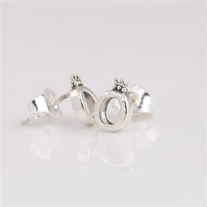 Серьги-гвоздики из стерлингового серебра 925 пробы, уплотнительное кольцо, корона, серьги, подарок на день рождения