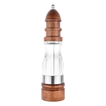

Salt Mill Barbecue Manual Household Wooden Modern Spice Pepper Grinder Kitchen Tool Cooking Adjustable Coarseness Visible Window