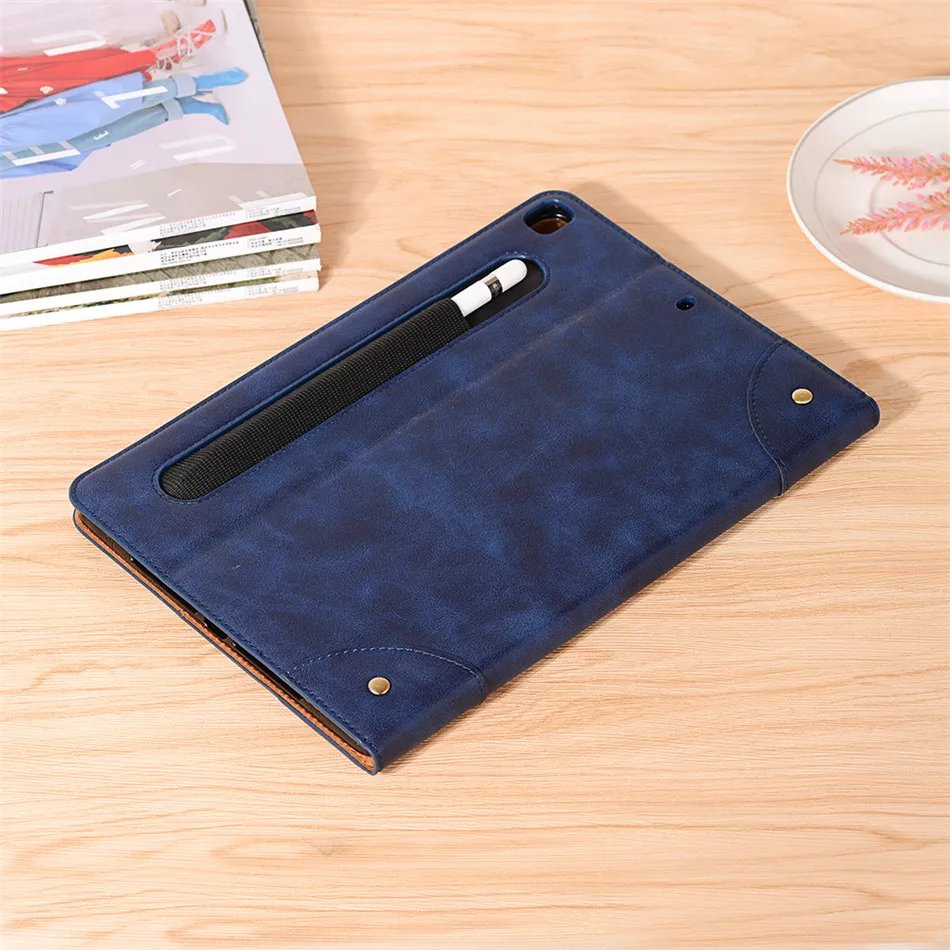 Чехол для iPad 10,2 Air 3 10,5 чехол для планшета чехол-подставка карандаш для iPad 7th Gen из искусственной кожи чехол для iPad 10,2 10,5 Pro - Цвет: Dark Blue