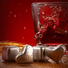 Безвкусное сердце из нержавеющей стали квадратной формы кубики льда виски камень напиток пиво охладитель Бар Инструмент Прочный кухонные принадлежности