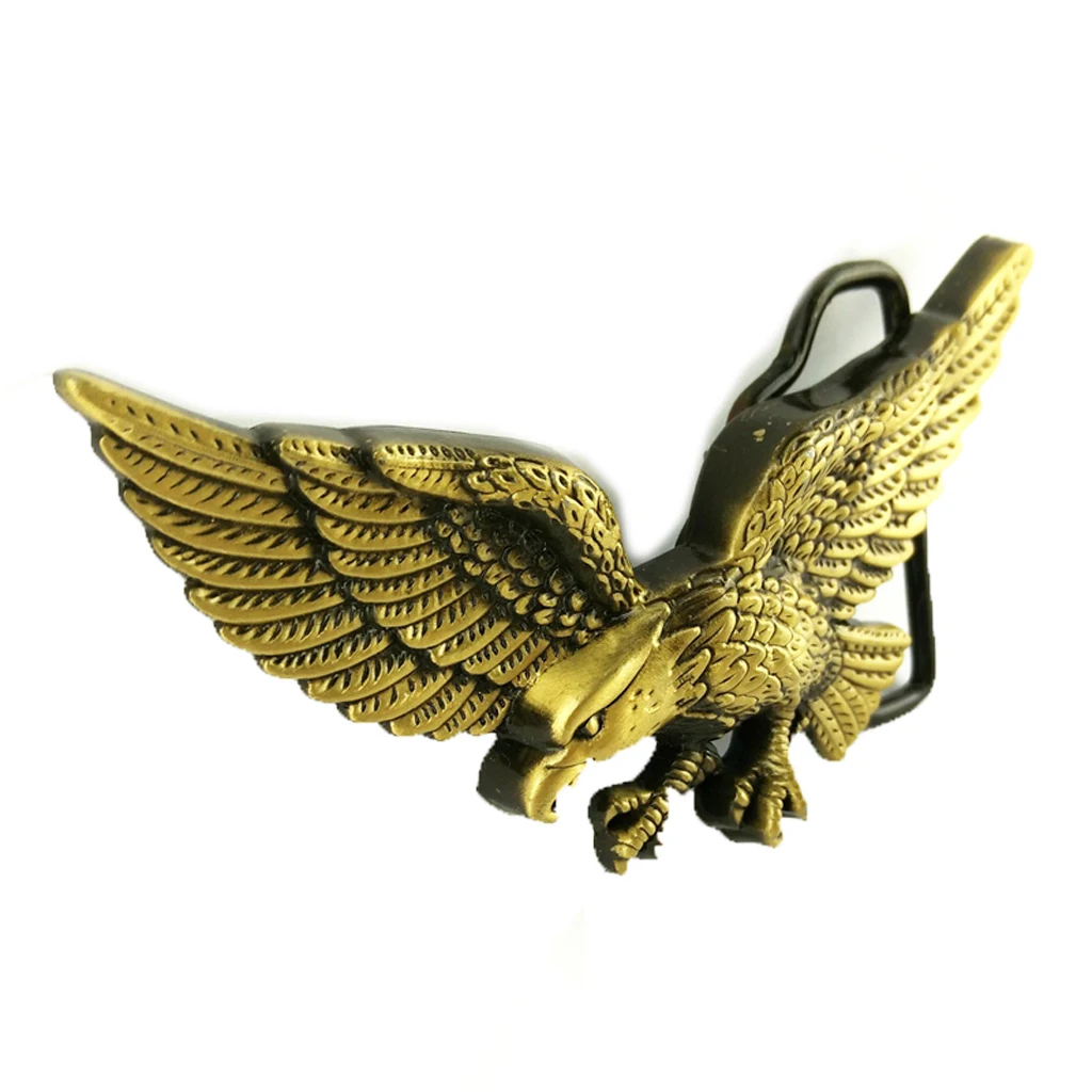 Carved 3D Flying Eagle Pattern Alloy Belt Buckle for Men Cowboy Jean -Bronze