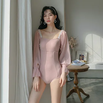 

One Piece Swimsuit Bikini 2019 For Women Korean Swimsuits 1 Beachwear Full Bathing Suit Red Hot Solid Polyester Sierra Surfer