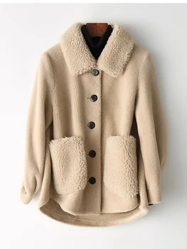 

Fashion casual coat women winter spring jacket 2020 new korean real fur parka sheep shearing coats abrigo mujer