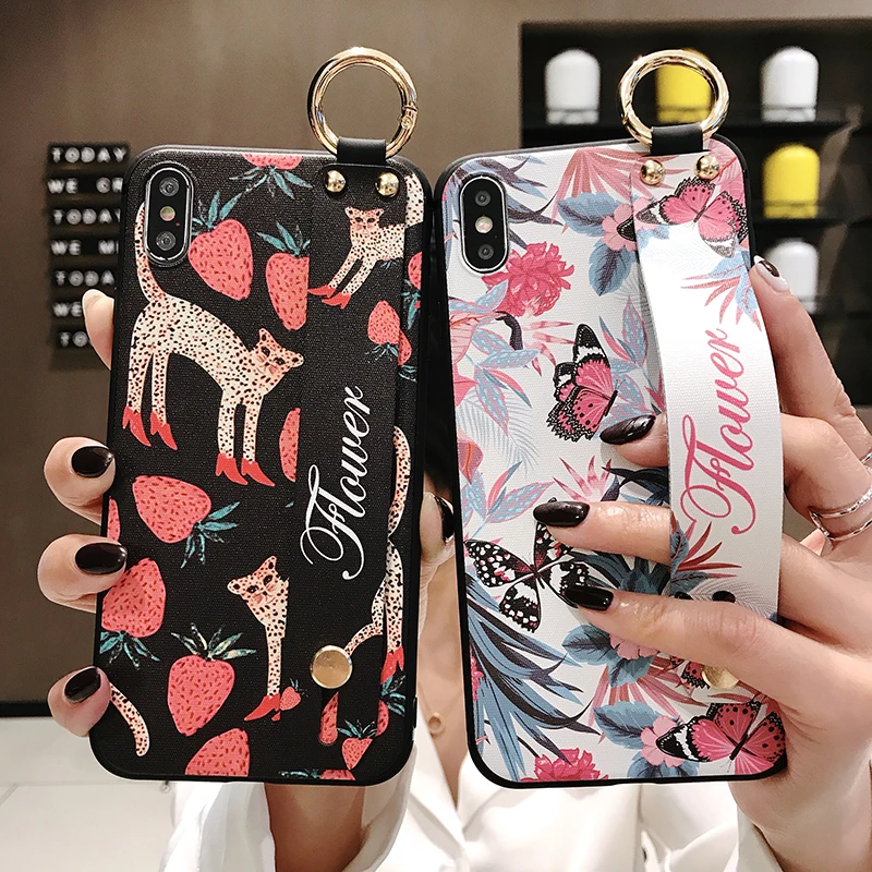

Cartoon Phone Case for Xiaomi Mi 9 8 A2 5X A3 Lite Redmi K20 Pro 4X Note 7 Pro 6 5 5A Leopard Cute Wrist Strap Stand Cover Funda