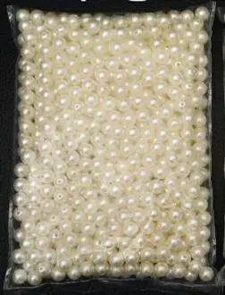 Beige 500 г 6 мм 8 мм Пластиковые Бусины круглые с отверстием окрашенные серебристо-золотые белые жемчужные бусины для украшения цвета металлик - Цвет: Beige