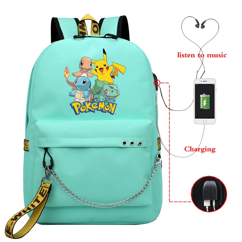 Mochila Pokemon рюкзак Пикачу женские рюкзаки Usb зарядка школьные сумки для подростков девочек мальчиков рюкзак для путешествий рюкзак для ноутбука