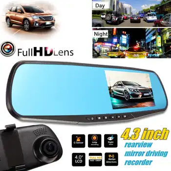 

Full HD 1080P Car Dvr Camera Auto 4.3 Inch Rearview Mirror Digital Video Recorder Dual Lens Camcorder