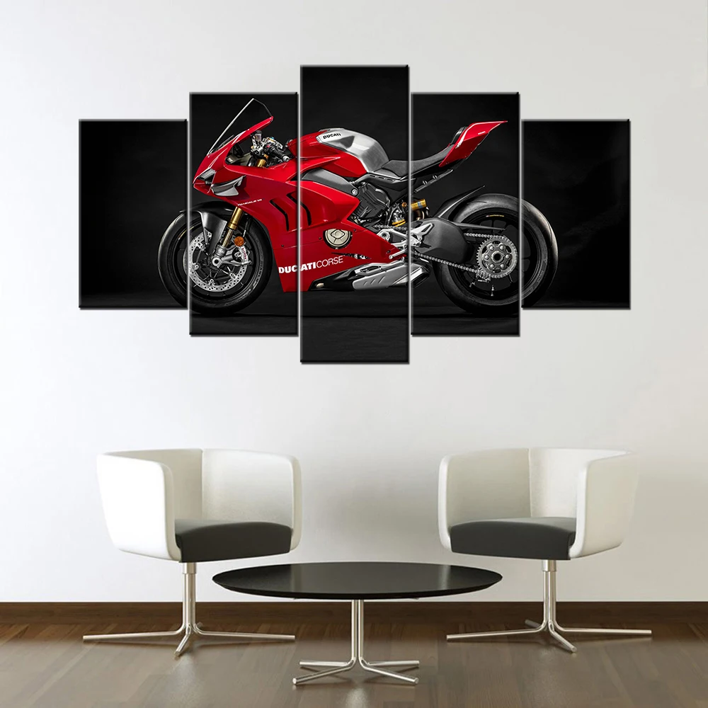 Ducati panigale V4 R гонка мотоцикл Холст Живопись 5 шт. стены Искусство HD Печать модульные картины Домашний прикроватный декор плакат