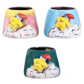 

3pcs Flowerpots Lovely Cartoon Ceramic Pot Planter Planter Container Bonsai Pot for Balcony Home Succulent