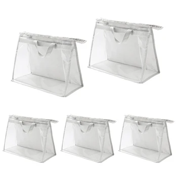 

5PCS Transparent Handbags Organizer PVC Toiletry Storage Bag With Zipper And Handle Anti Dust Waterproof For Travel Women