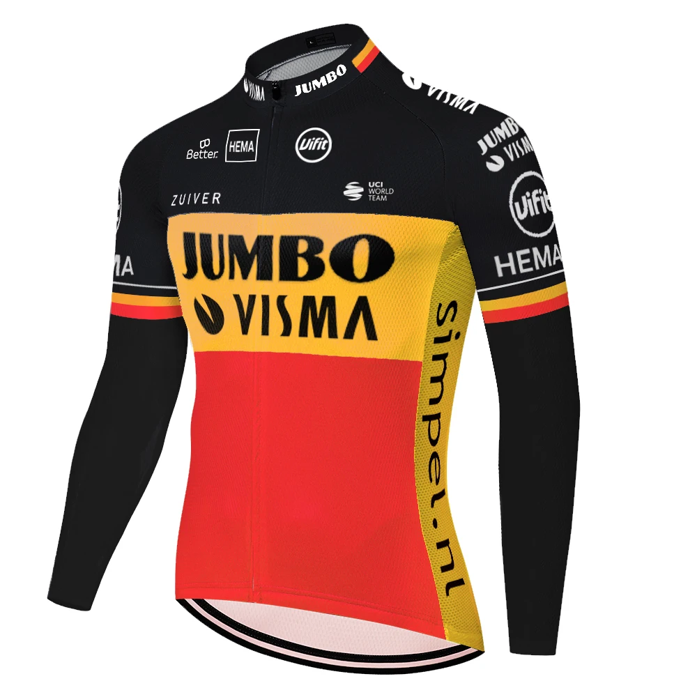 2021 Чемпион pro team JUMBO VISMA велосипедная Форма Длинные рукава Лето весна camisa de ciclismo