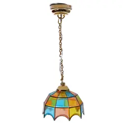 Металл 1:12 Кукольный домик Миниатюрный потолочный светильник модель с разноцветный зонтик форма абажур