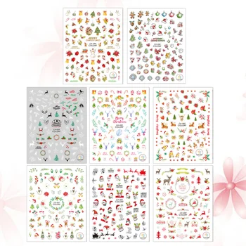 

8 Sheets Christmas Nails Decals Mixed Pattern Cartoon Xmas Nail Art Stickers